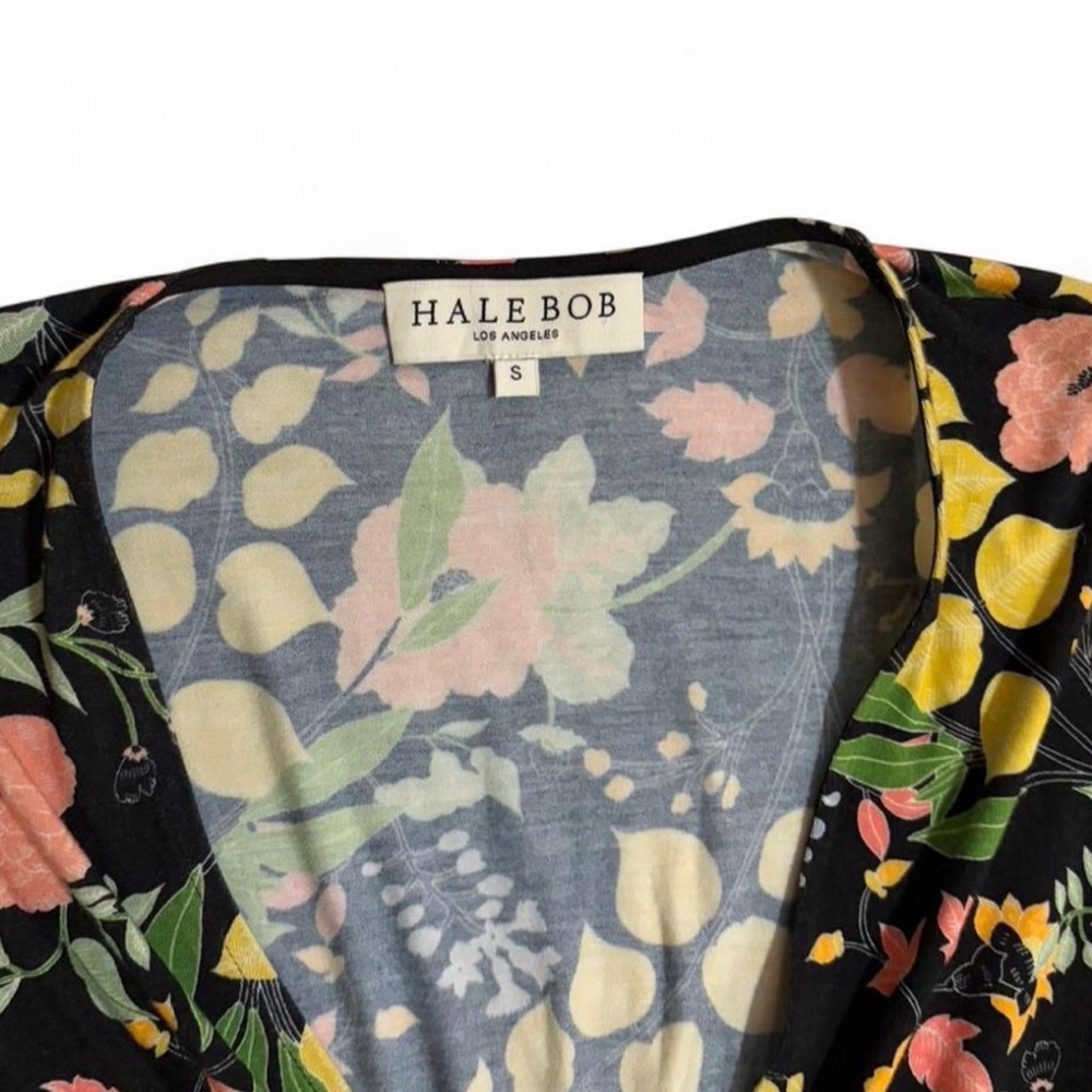 Hale Bob Vibrant Floral Long Sleeve Dress - Black, Yellow, Blue, Pink - Picture 2 of 3